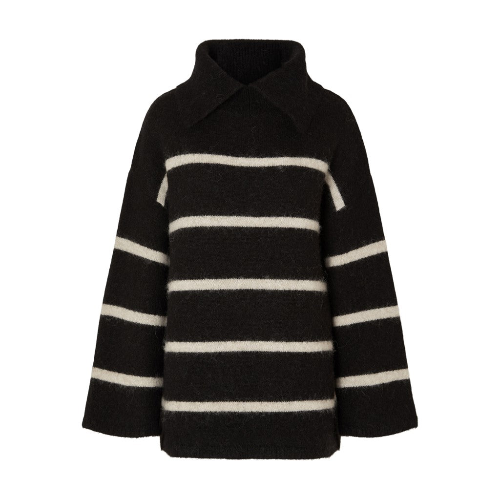 Alva LS Collar Knit - Black Birch