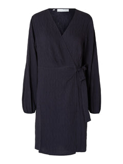 Quinn Ls Short Wrap Dress At - Dark Sapphire
