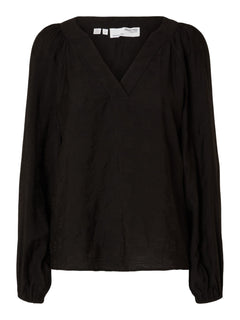 Percy Ls V-Neck Top At - Black