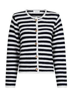 Limone Stripe Knit Jacket - Navy/White