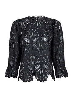 Adela Embroidery Blouse - Black