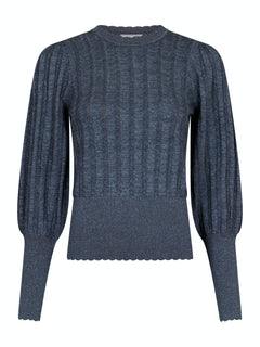 Dary Glitter Knit Blouse - Steel Grey
