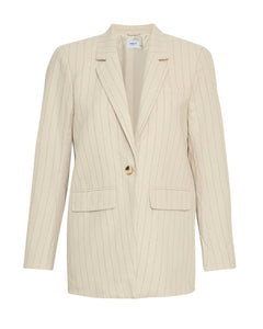 Jonalyn Slit Blazer Stp - Oatmeal/Grey