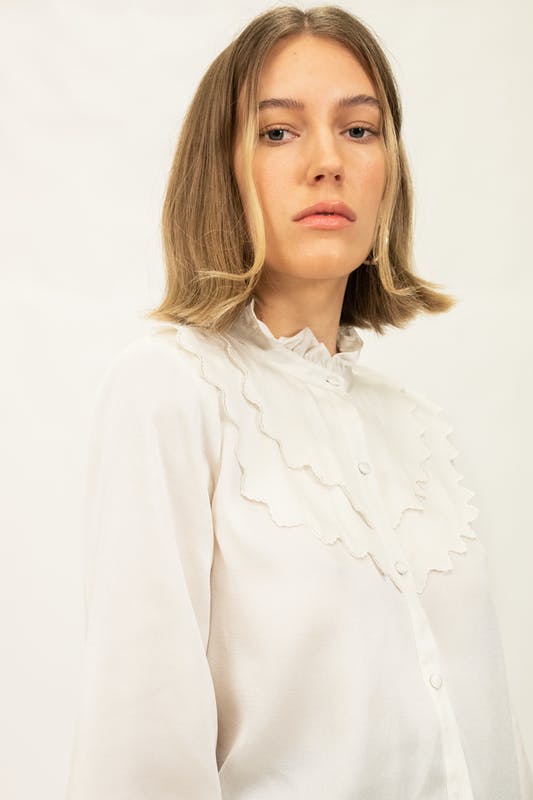 Layered Ruffle Blouse - White – VILLOID