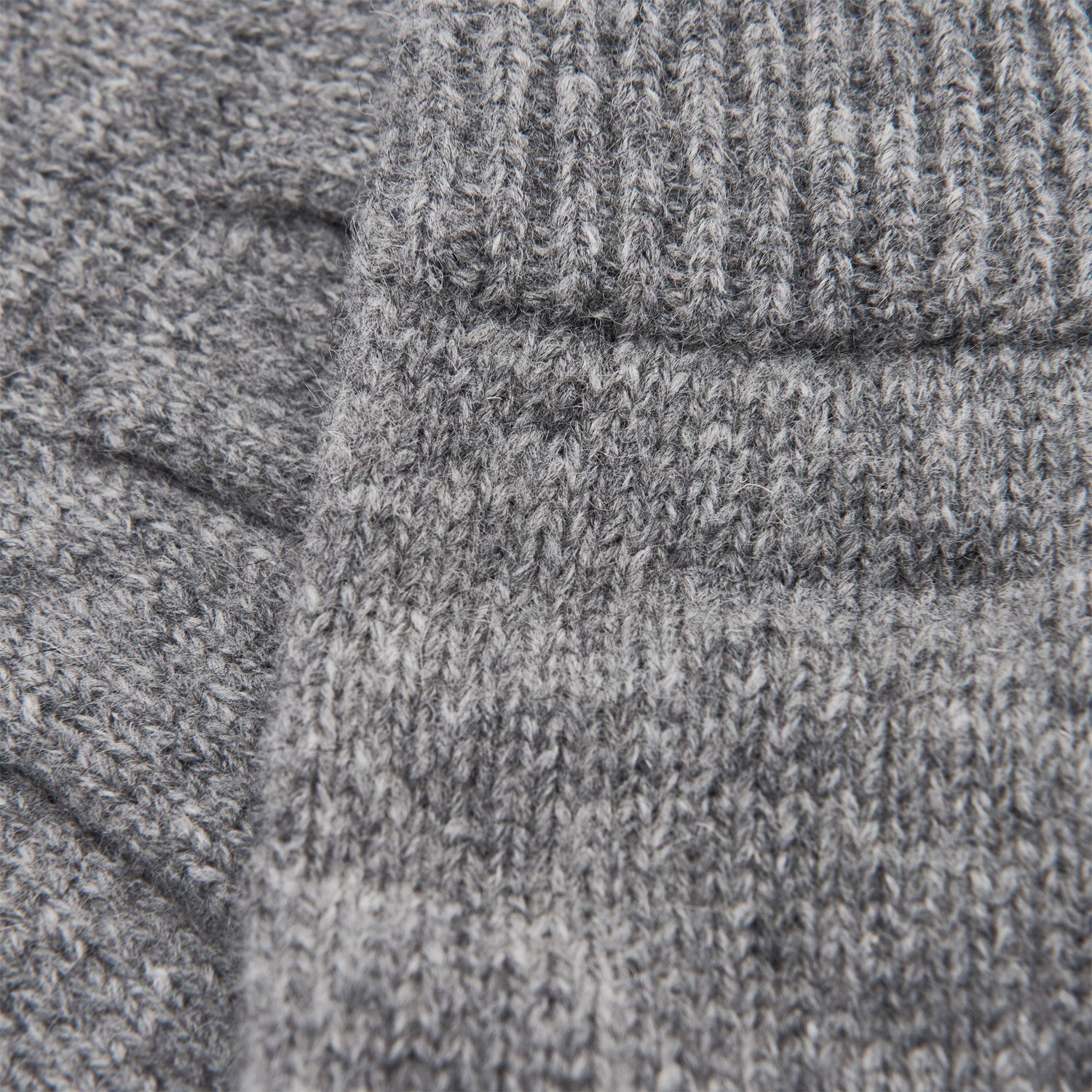 Knitted Wool Gloves - Dark Grey Melange