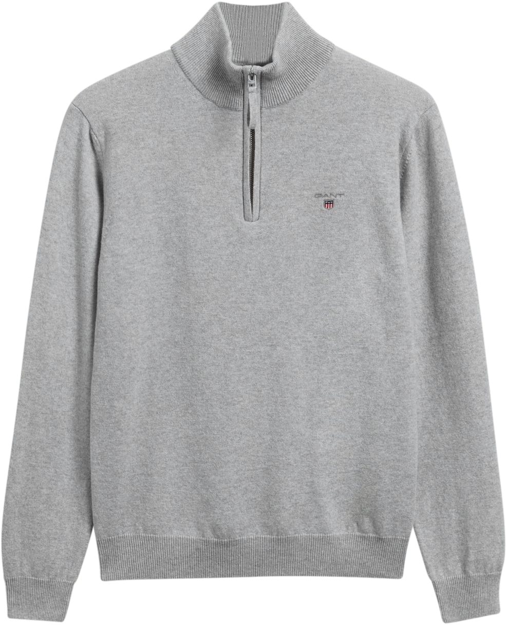 Super Fine Lambswool Half-Zip Sweater - Light Grey Melange