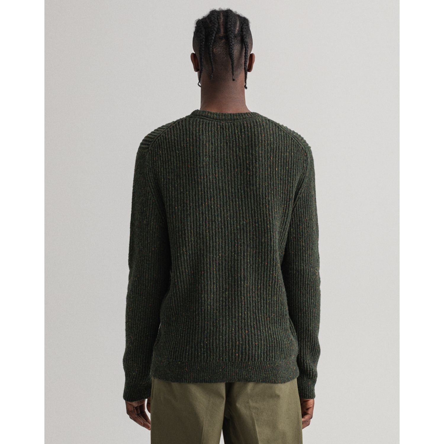 D2. Neps Ribbed Crew Neck Sweater - Tartan Green