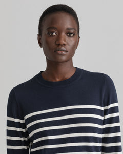 Light Cotton Breton C-Neck - Evening Blue