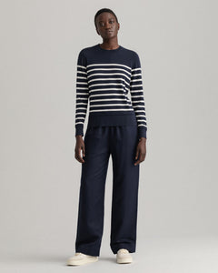 Light Cotton Breton C-Neck - Evening Blue
