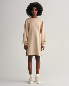 Logo Volume Ls C-Neck Dress - Dry Sand