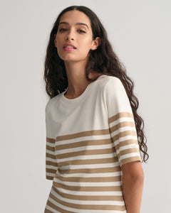 Striped Ss T-Shirt Dress - Dark Khaki