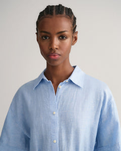 Relaxed Ss Linen Shirt Dress - Gentle Blue