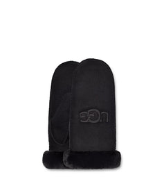 W Sheepskin Embroidered Mitten - Black