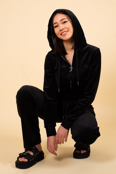 Robertson Classic Velour Zip Hoodie - Black
