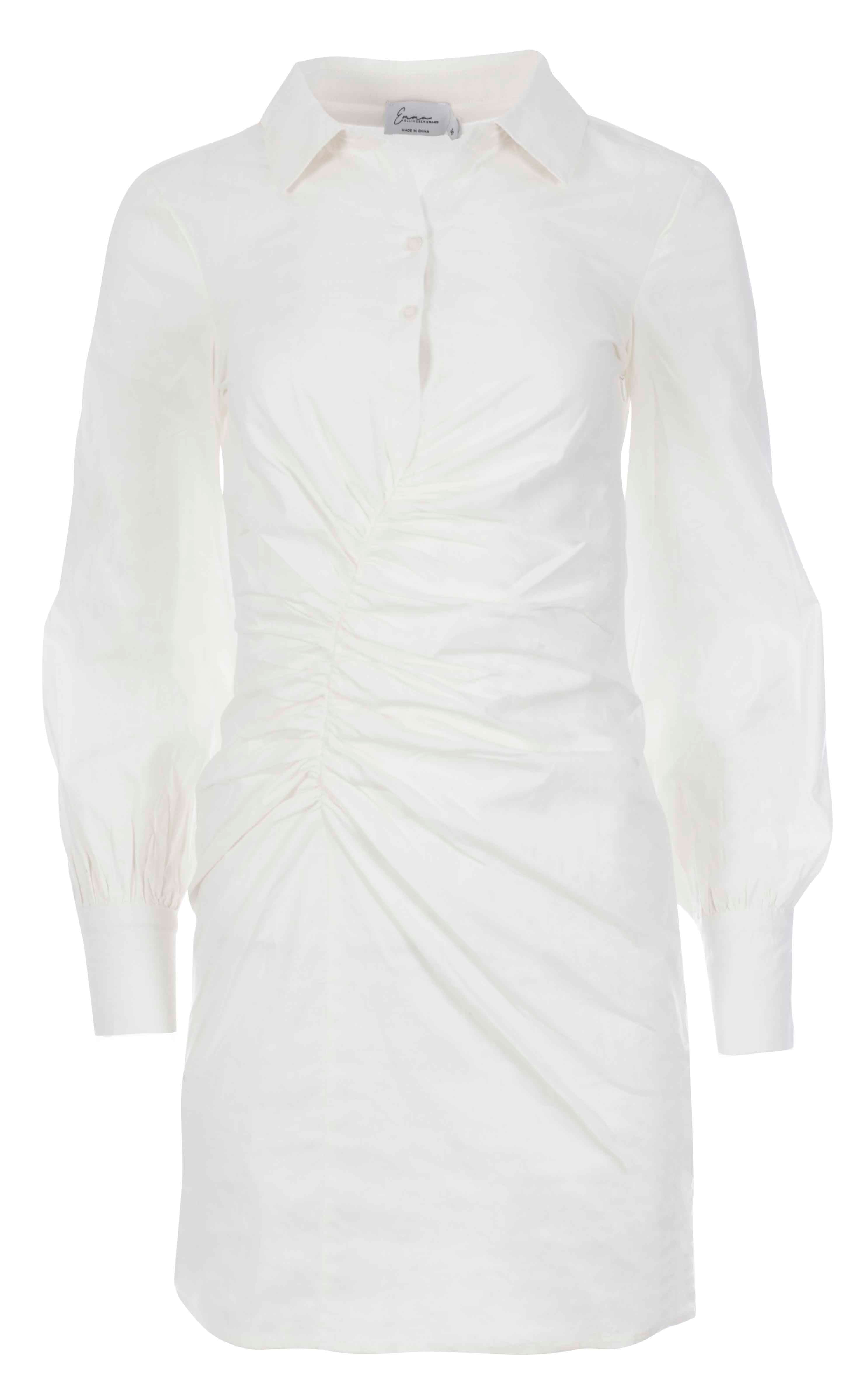Draped Shirt Dress - White - Emma Ellingsen - Kjoler - VILLOID.no