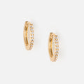 Mini Pave Huggie Hoop Earrings - Gold