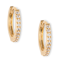 Mini Pave Huggie Hoop Earrings - Gold