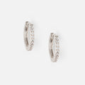 Mini Pave Huggie Hoop Earrings - Silver