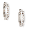 Mini Pave Huggie Hoop Earrings - Silver