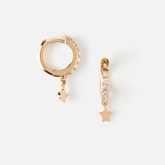 Pave Huggie With Star Drop - Gold