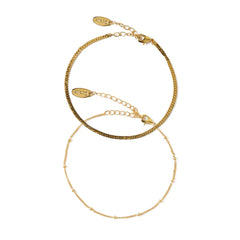 Satellite And Flat Curb Chain - Gold