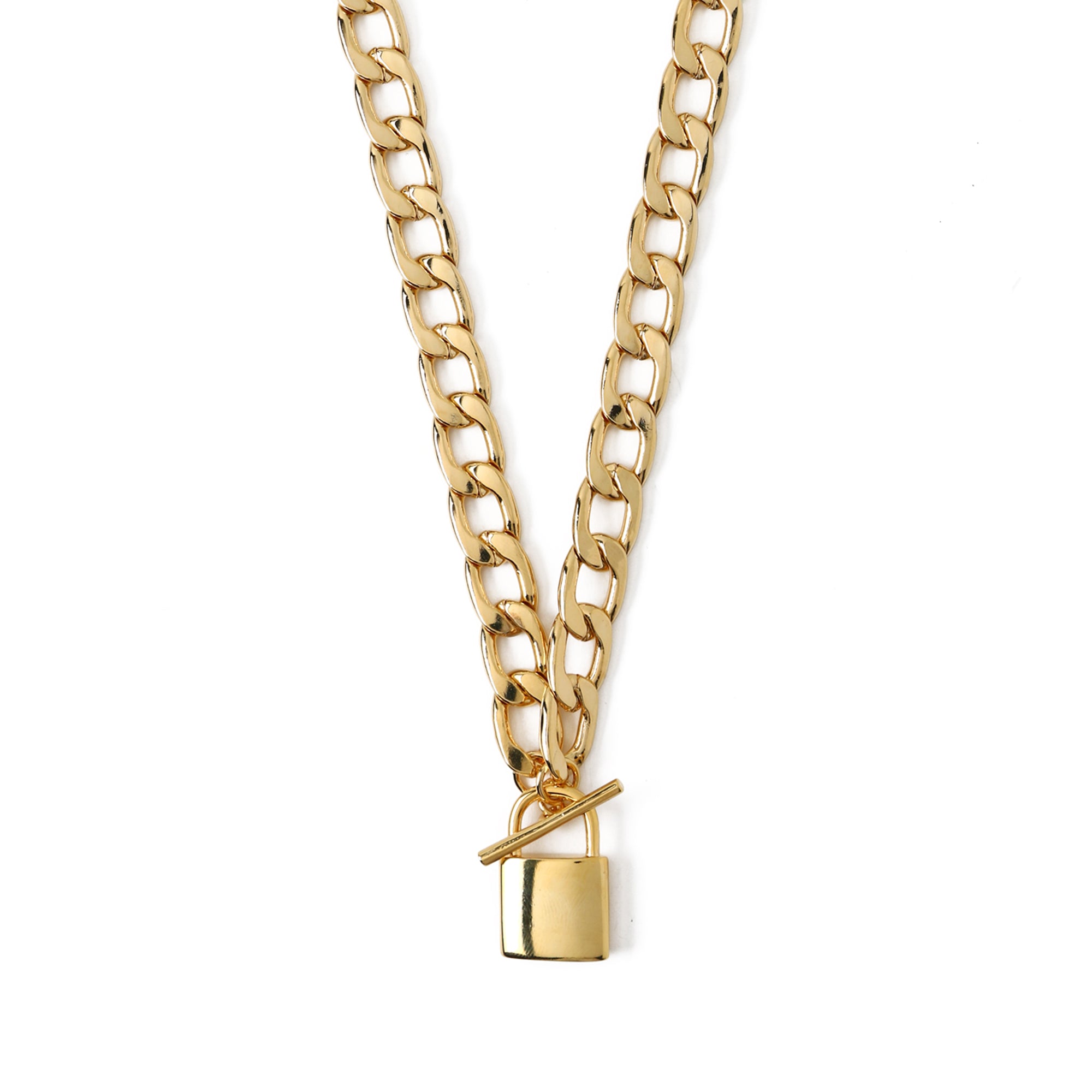 Chunky Padlock Necklace Pale Gold Villoid 6287