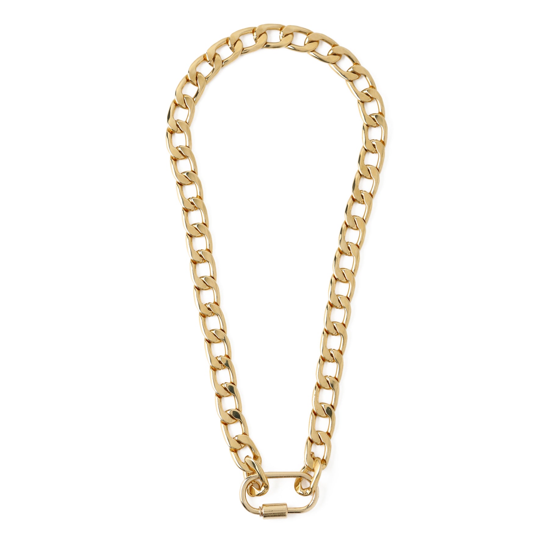 Chunky Chain Carabiner Necklace - Pale Gold