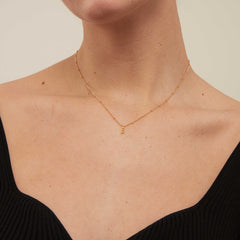 Initial E Satellite Chain Neck - Pale Gold