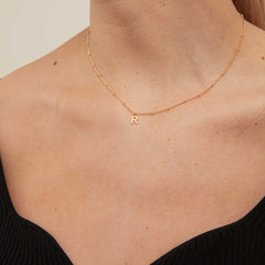 Initial R Satellite Chain Neck - Pale Gold