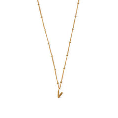 Initial V Satellite Chain Neck - Pale Gold