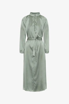 Silk Satin Bohemian Wide Dress - Light Seaweed