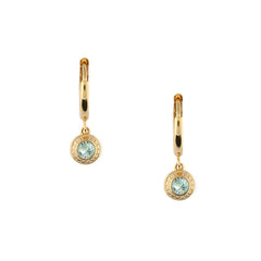 August Birthstone Huggie Hoop Earrings With Swarovski Crystals - Peridot