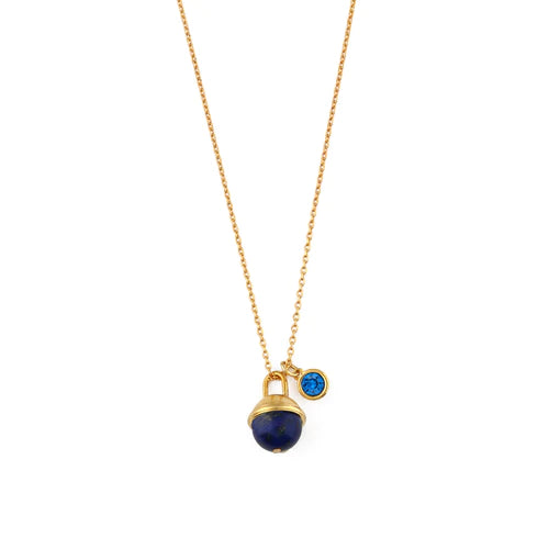 Mini Orb Cluster Necklace With Swarovski Crystals - Lapis