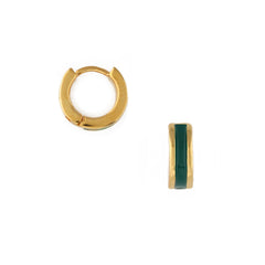Enamel Inlay Huggie Hoop Emd - Green