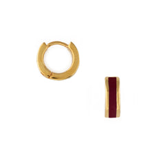 Enamel Inlay Huggie Hoop Cyan - Red