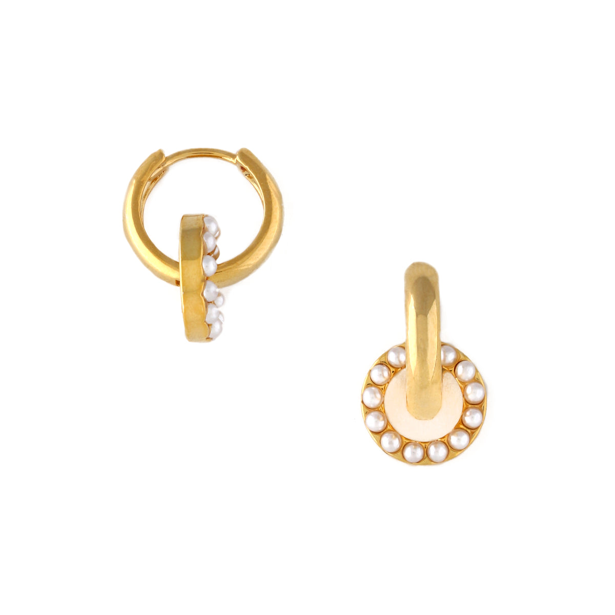 Pearl Interlocking Drop Hoop - Pearl