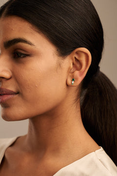 Emerald Triple Drop Stud - Emerald
