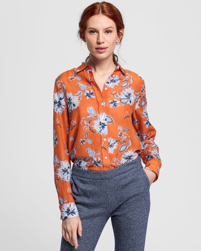 Marine Paisley Co Silk Shirt - Amberglow - GANT - Bluser & Skjorter - VILLOID.no