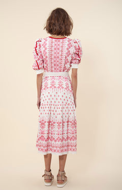 Logan Midi Dress Embrodery - Pink