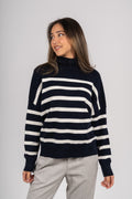 TenleyIW Turtleneck Pullover - Blue/White