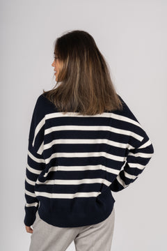 TenleyIW Turtleneck Pullover - Blue/White