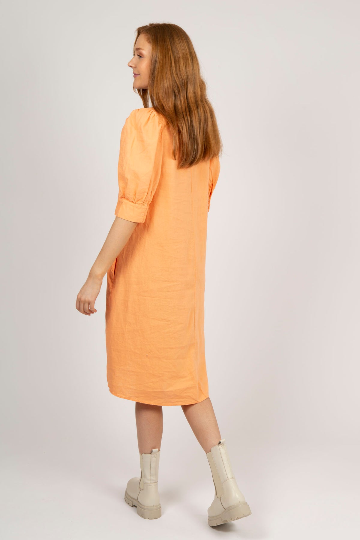 INWEAR Kiko Drawstring Waist Maxi Dress in Melon Juice