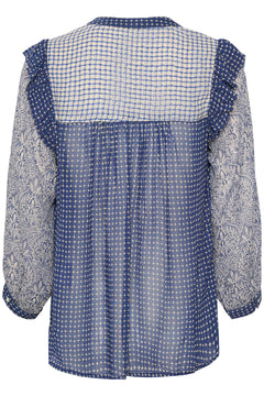 OrianaPW Blouse - Blue Border Print