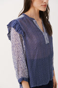 OrianaPW Blouse - Blue Border Print