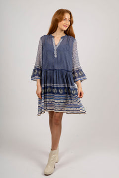 SophiaePW Dress - Blue Border Print