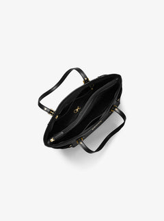 Voyager Medium Crossgrain Leather Tote Bag - Black