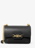 Heather Large Leather Shoulder Bag - Black
