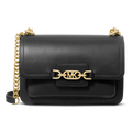 Heather Large Leather Shoulder Bag - Black