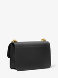 Heather Large Leather Shoulder Bag - Black