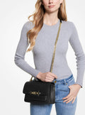 Heather Large Leather Shoulder Bag - Black